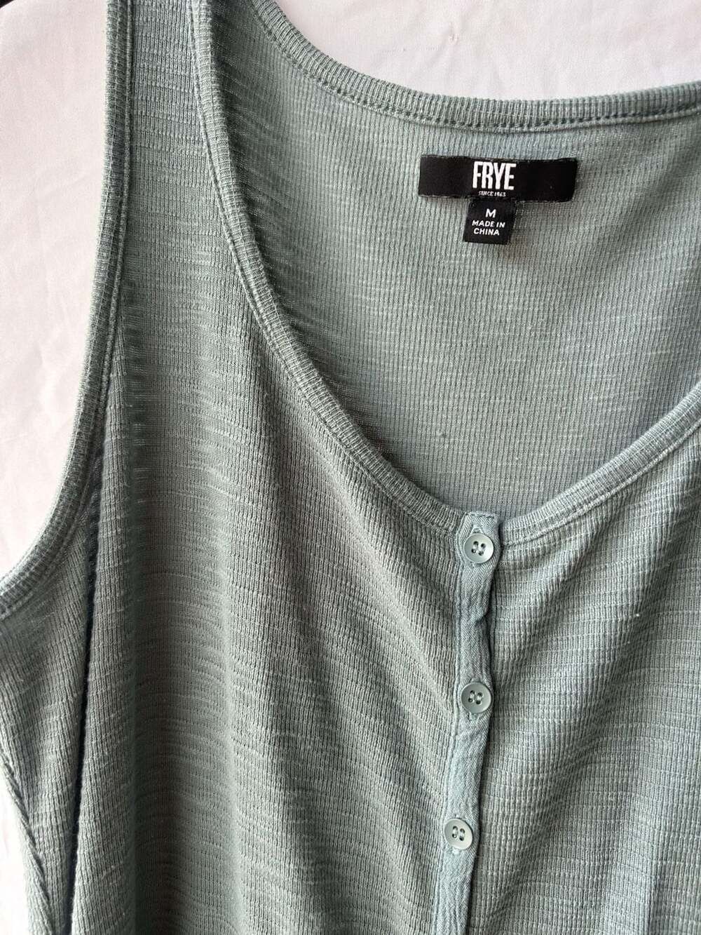 Frye Women's Sage Green Ribbed Knit Button-Front Henley Midi Dress